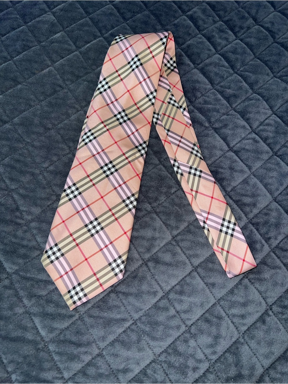 Burberry London Nova Check Silk Tie Men’s Pink Classic Plaid Necktie Vintage HH